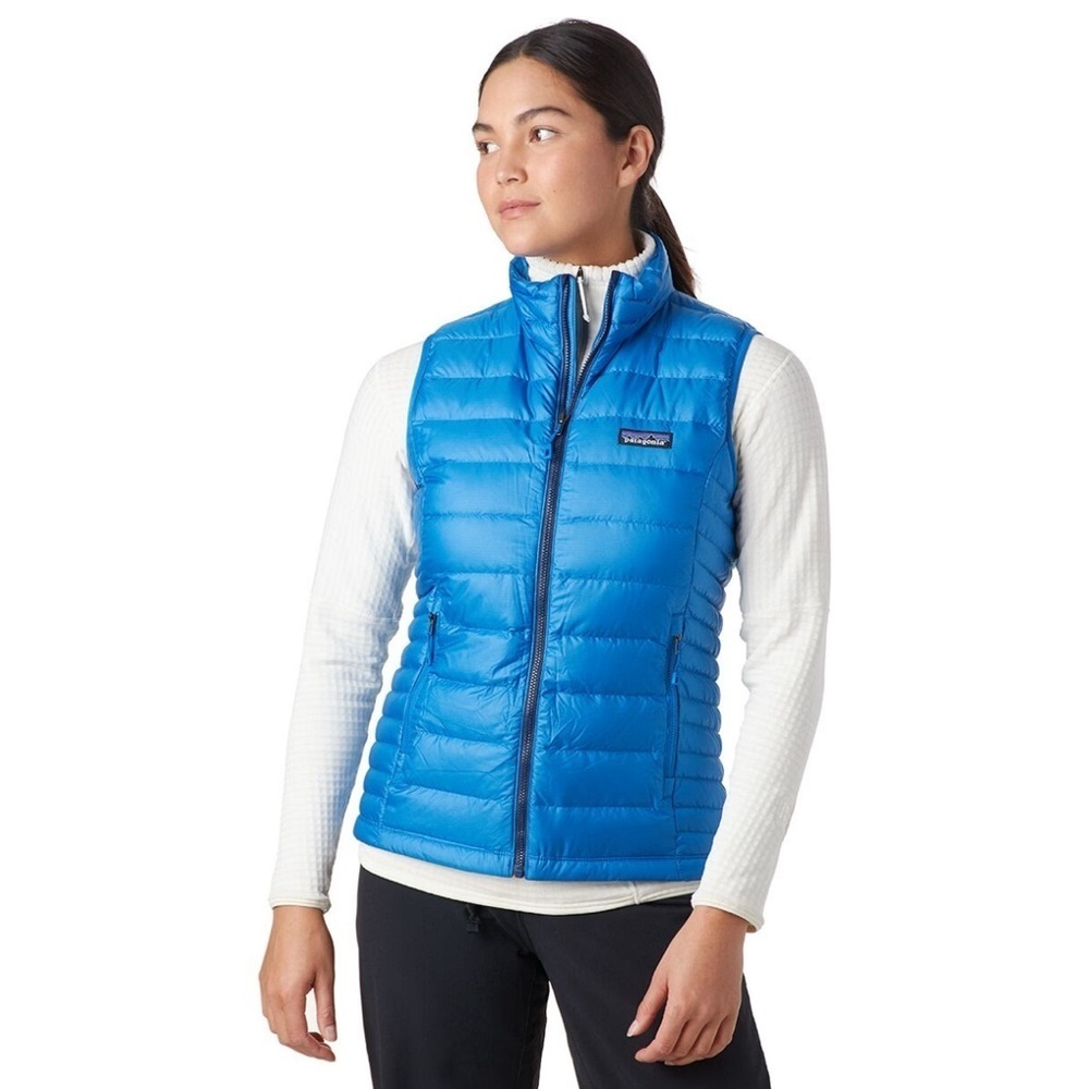 Patagonia Down Women’s Puffer Sweater Vest Quilted XS Royal Blue Outdoor Hiking